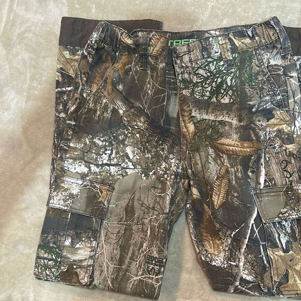 Real tree camouflaged boys hunting pants.